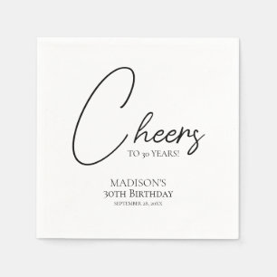 Cheers To Any Age 30th Black & White Birthday Napkins