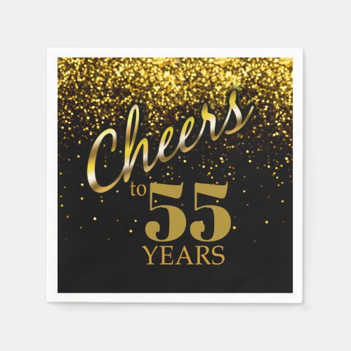 Cheers to any age birthday gold black bokeh bling napkins