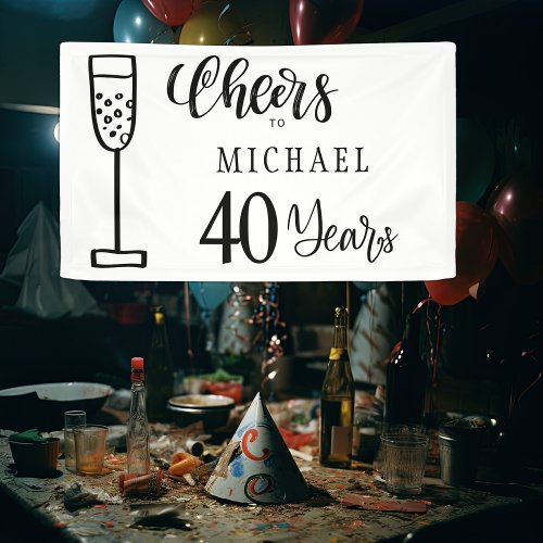 Cheers to any age men years typography birthday banner