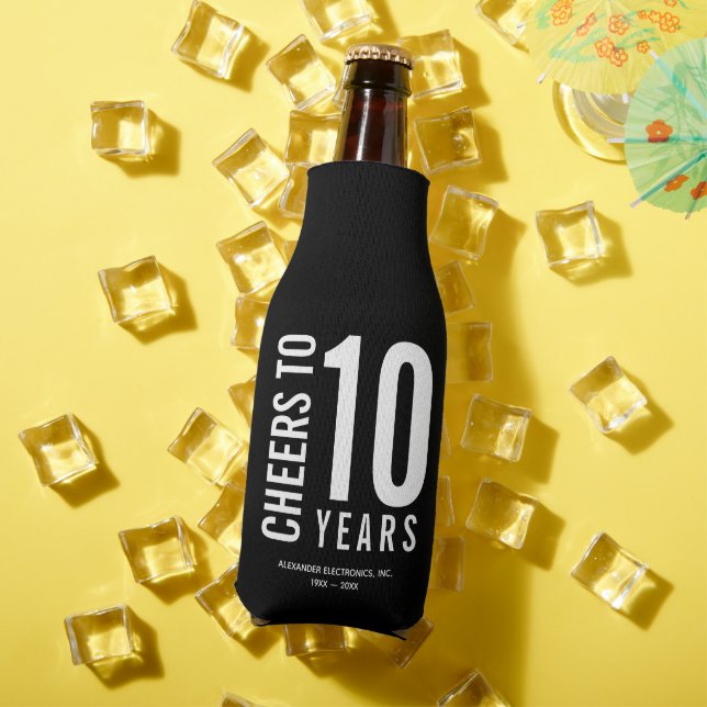 Cheers to ANY YEAR Business Anniversary Logo Bottle Cooler (In Situ Summer)
