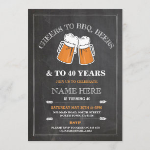 Cheers to BBQ, Beers Birthday Party Chalk Invite