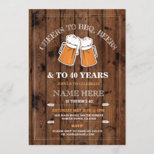 Cheers to BBQ, Beers Birthday Party Invitation