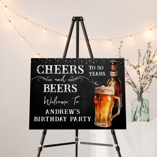 Cheers to Beers 50th Birthday Foam Board (In Situ (Stand))