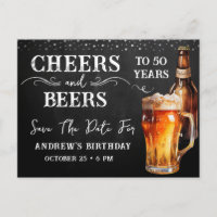 Cheers to Beers Save the Date Birthday Postcard