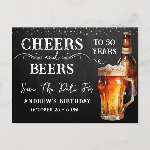 Cheers to Beers Save the Date Birthday  Postcard