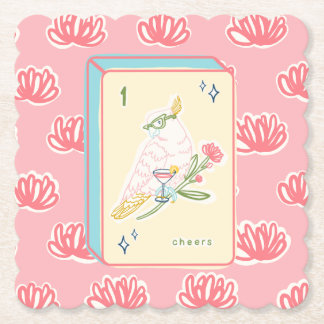 Cheers to Bird Bam Mahjong Paper Coaster
