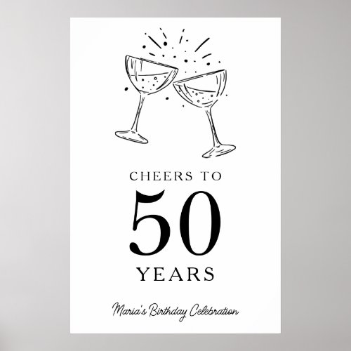 Cheers to Birthday Years Champagne Welcome Sign