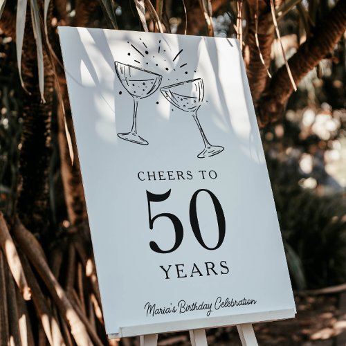 Cheers to Birthday Years Champagne Welcome Sign