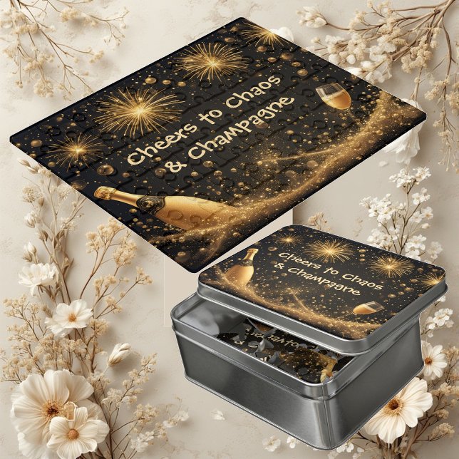 Cheers to Chaos & Champagne Midnight New Year Gold Jigsaw Puzzle (Cheers to Chaos & Champagne Midnight New Year Gold Jigsaw Puzzle)