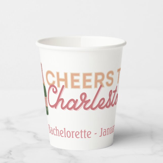 "Cheers to Charleston" Bach Party Paper Cups (Left)