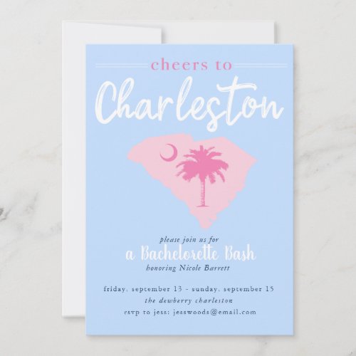 Cheers to Charleston South Carolina Bachelorette Invitation