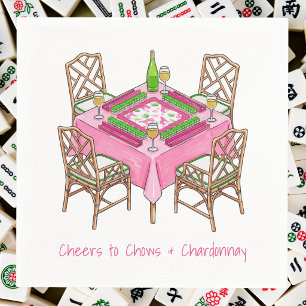Cheers to Chows & Chardonnay Preppy Mahjong Party Napkins