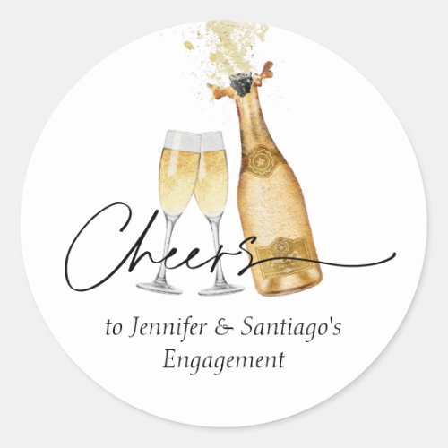 Cheers to Couples Engagement Party Classic Round Sticker