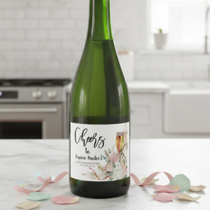 Cheers to Custom Birthday Party Sparkling Wine Boh Sparkling Wine Label