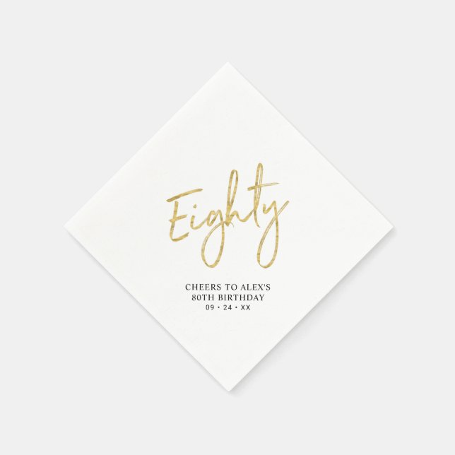 Cheers to Eighty Modern Adult 80th Birthday Party  Napkins (Corner)