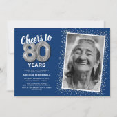 Cheers to Eighty Years 80th Birthday Photo Invitation (Front)