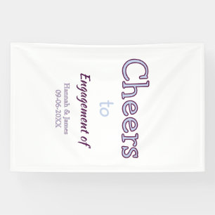 cheers to engagement of name purple pastel maron banner