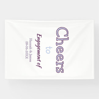 cheers to engagement of name purple pastel maron banner