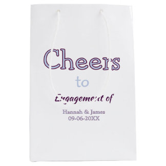 cheers to engagement of name purple pastel maron medium gift bag