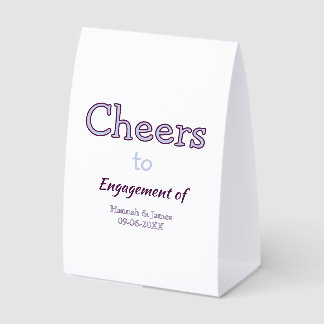 cheers to engagement of name purple pastel maron paper table tent