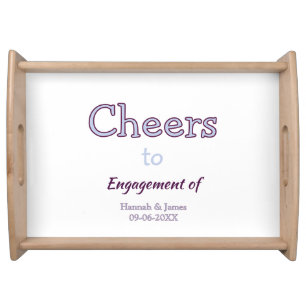 cheers to engagement of name purple pastel maron serving tray