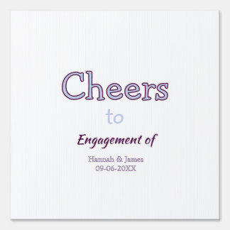 cheers to engagement of name purple pastel maron sign