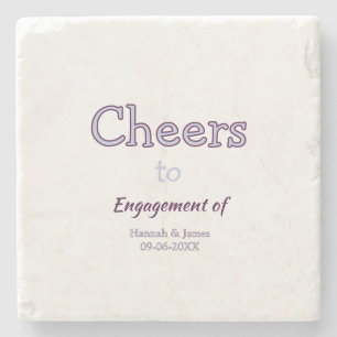 cheers to engagement of name purple pastel maron stone coaster