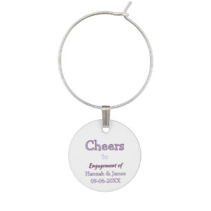 cheers to engagement of name purple pastel maron wine charm