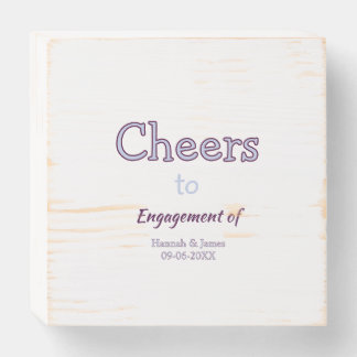 cheers to engagement of name purple pastel maron wooden box sign