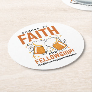 Cheers to Faith & Fellowship - Oktoberfest Tee Round Paper Coaster