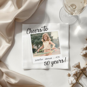 Cheers to Fifty Years 50 Retro Photo Birthday  Napkins