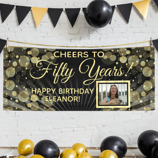 Cheers to Fifty Years 50th Birthday Party Photo Banner