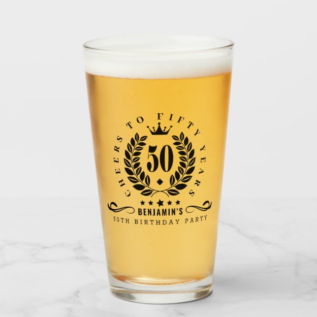 Cheers To Fifty Years Personalized 50th Birthday  Glass (Front Filled)