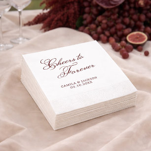 Cheers to Forever Burgundy Wedding Napkins