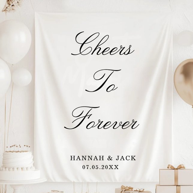 Cheers to Forever Personalized Wedding Engagement Tapestry (Creator Uploaded)