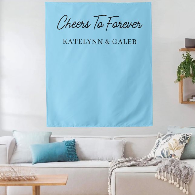 Cheers To Forever Personalized Wedding Engagement Tapestry (Creator Uploaded)
