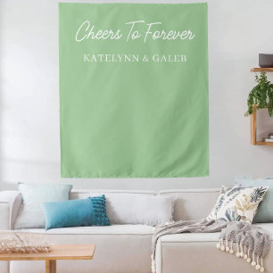 Cheers To Forever Personalized Wedding Engagement Tapestry