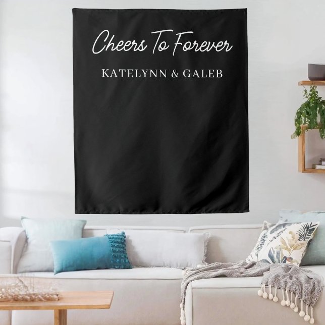 Cheers To Forever Personalized Wedding Engagement Tapestry (Creator Uploaded)