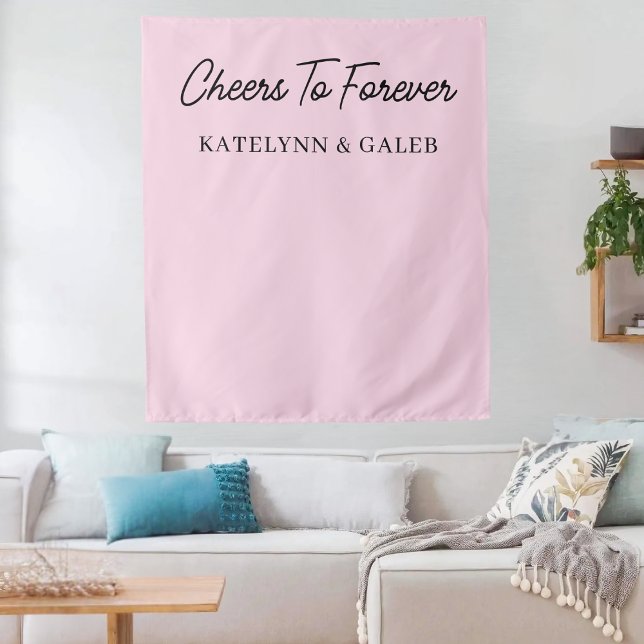 Cheers To Forever Personalized Wedding Engagement Tapestry (Creator Uploaded)