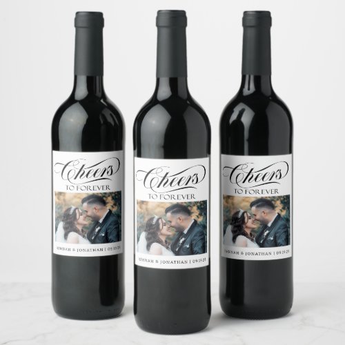 Cheers To Forever Photo Wedding Wine Label