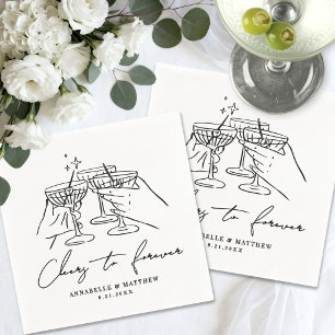 Cheers To Forever Simple Cocktail Wedding Napkins