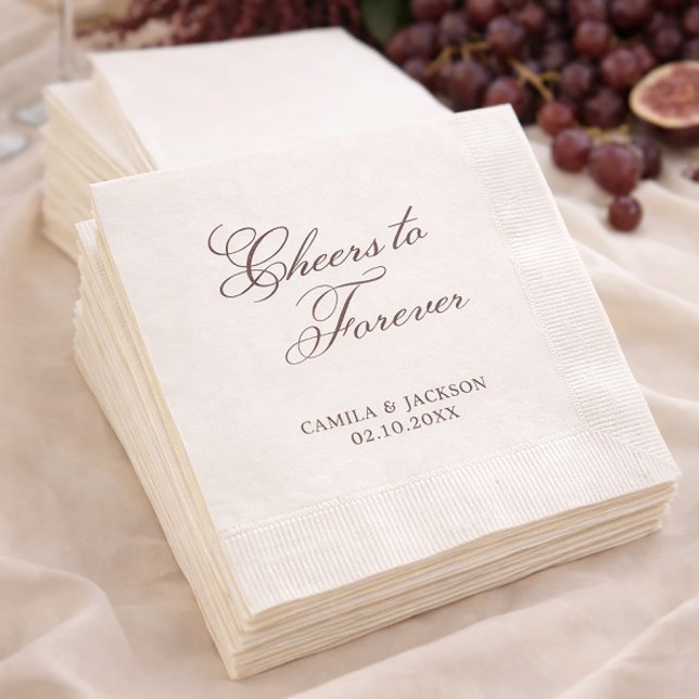 Cheers to Forever Victorian Brown Wedding Napkins (Creator Uploaded)