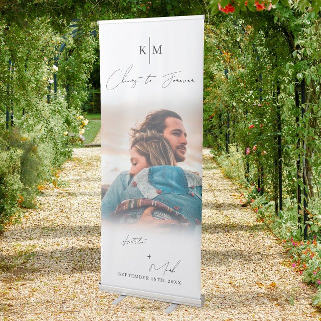 Cheers to Forever Wedding Photo Monogram Sign  (Cheers to Forever Wedding Photo Monogram Sign)