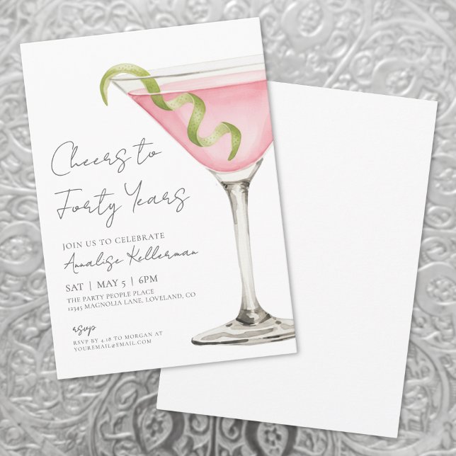 Cheers To  Forty 40th Birthday Party Invitation (Cheers To Forty 40th Birthday Party Invitation )