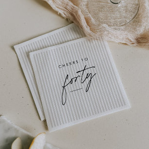 Cheers to Forty Handwritten 40th Birthday Stripy Napkins