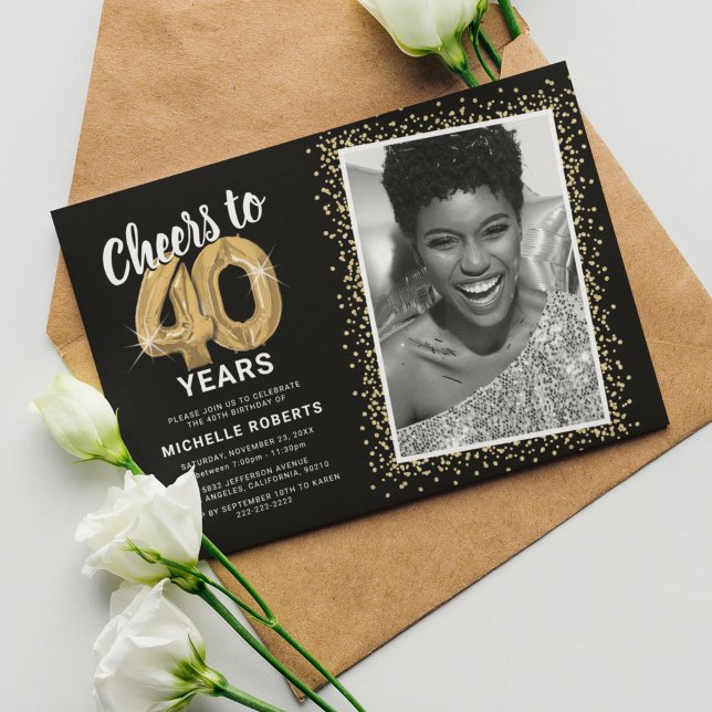 Cheers to Forty Years 30th Birthday Photo Invitation