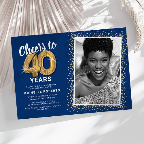 Cheers to Forty Years 30th Birthday Photo Invitation