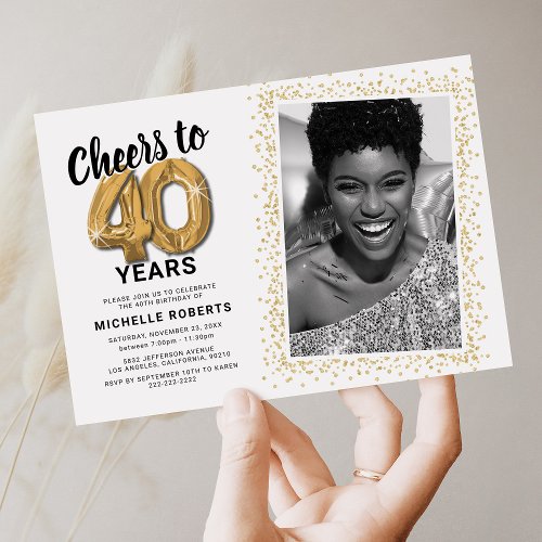Cheers to Forty Years 40th Birthday Photo Invitation