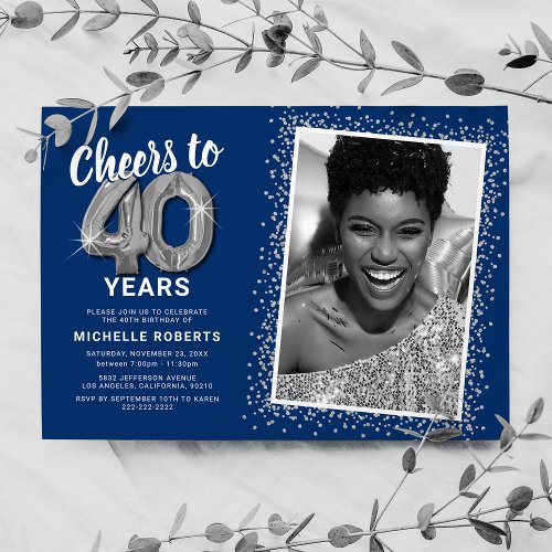 Cheers to Forty Years 40th Birthday Photo Invitation
