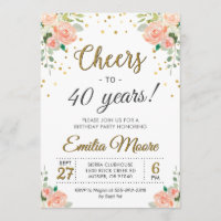 Cheers to Forty Years Ladies 40th Birthday Party